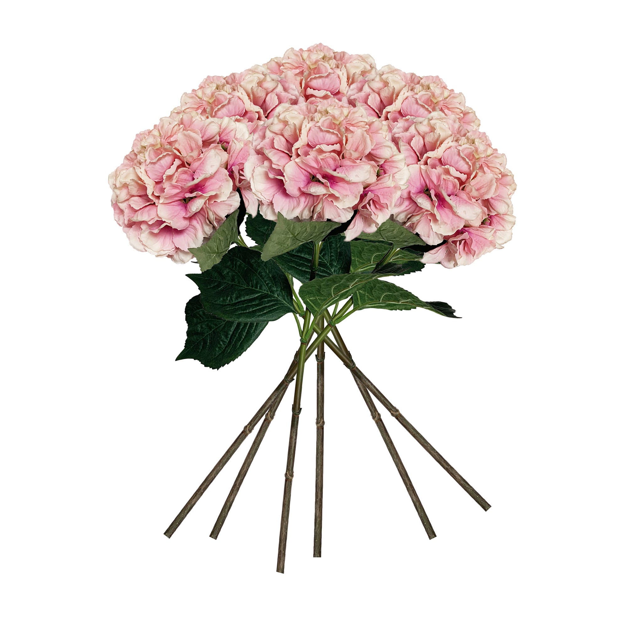 Confezione da 6 mazzi di ortensie con tocco naturale 88 cm con fiori Ø20 cm  in colore rosa