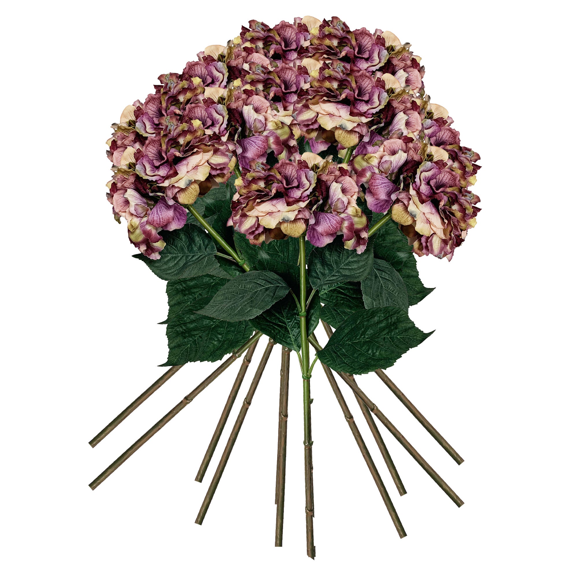 Pack de 12 ramos de hortensias con tacto natural 88 cm con flores de Ø20 cm  en color lila | Leroy Merlin