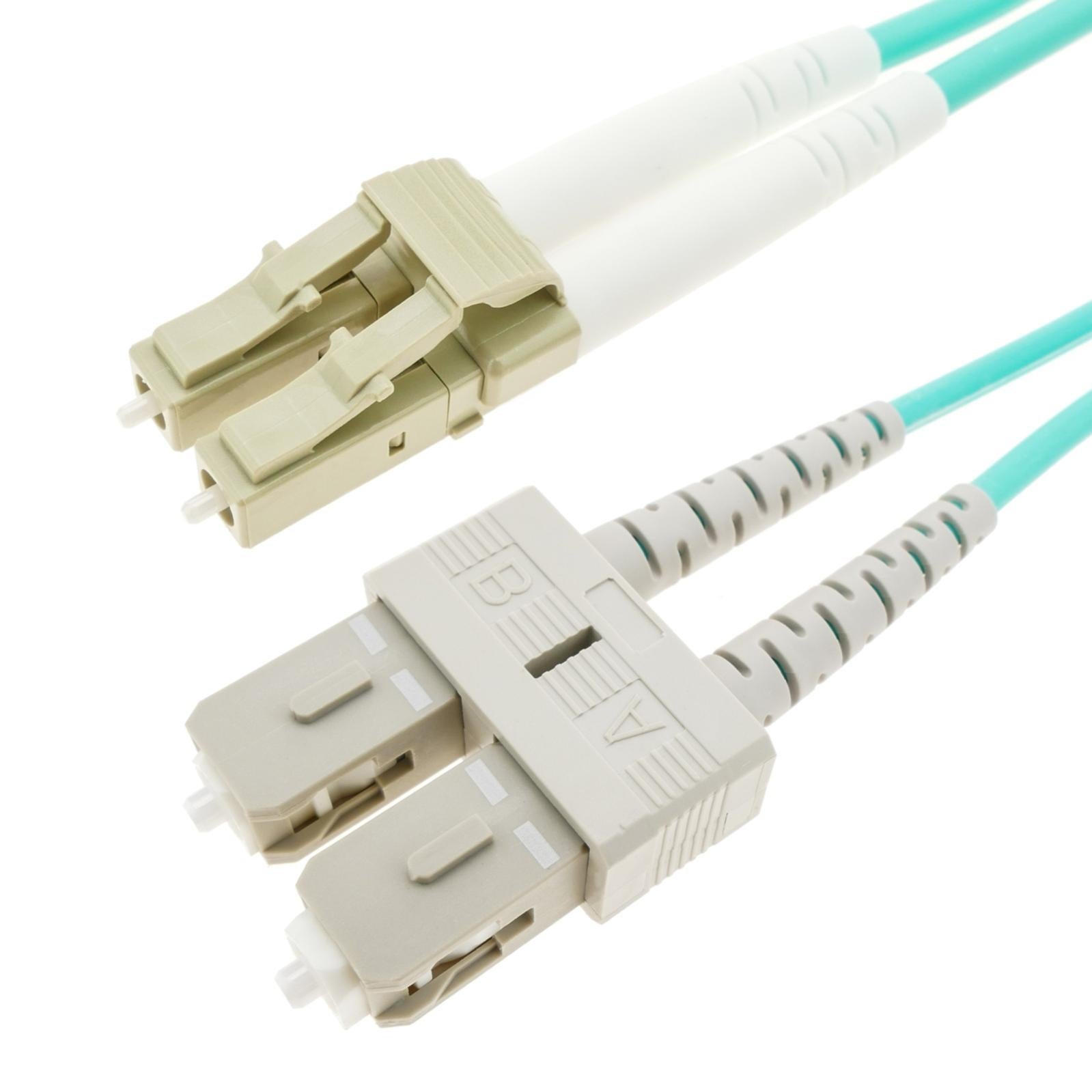 Câble Fibre Optique OM3 Duplex 5 M – Connecteurs ST/ST – Pour Réseau 10/40/100 Gbit/s – Gainée LSZH Turquoise