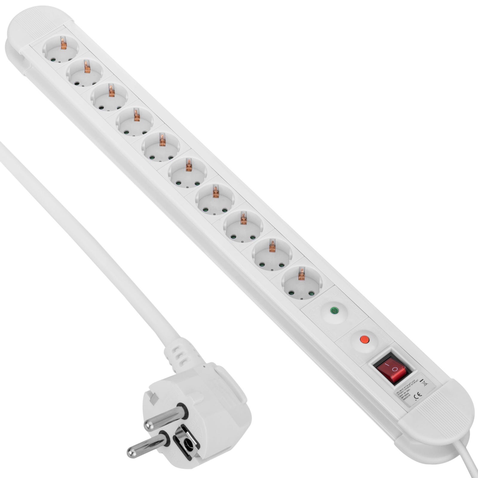 CableMarkt - Regleta de 4 enchufes schuko blanco con interruptor individual