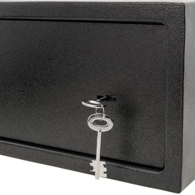 Caja fuerte de seguridad de acero negra con llaves 31 x 20 x 20 cm