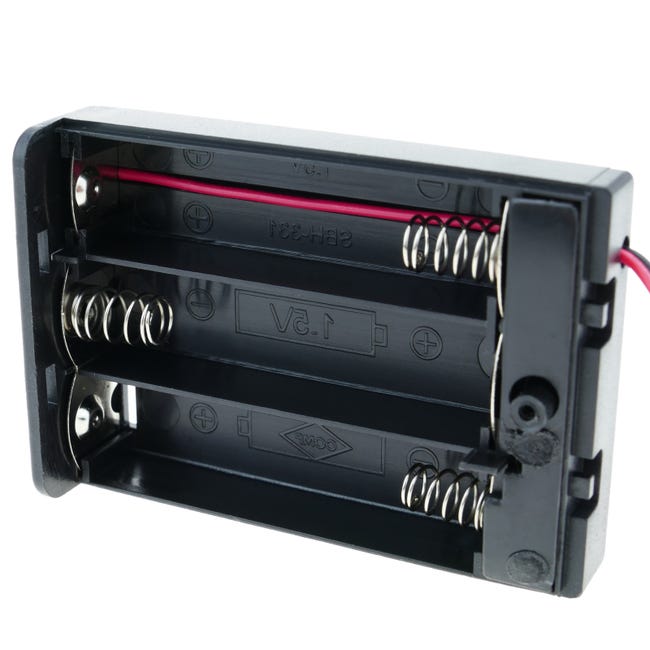 Portapilas tipo caja con interruptor para 3 pilas AA