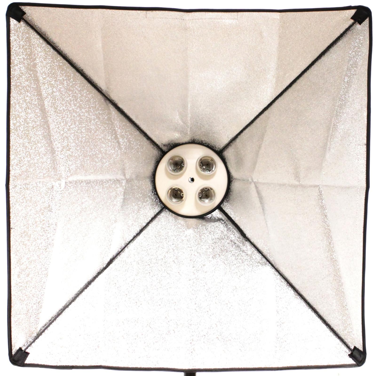 Softbox Diffuseur de Lumière avec 4 x E27 pour Studio Photo 60 x 60 cm