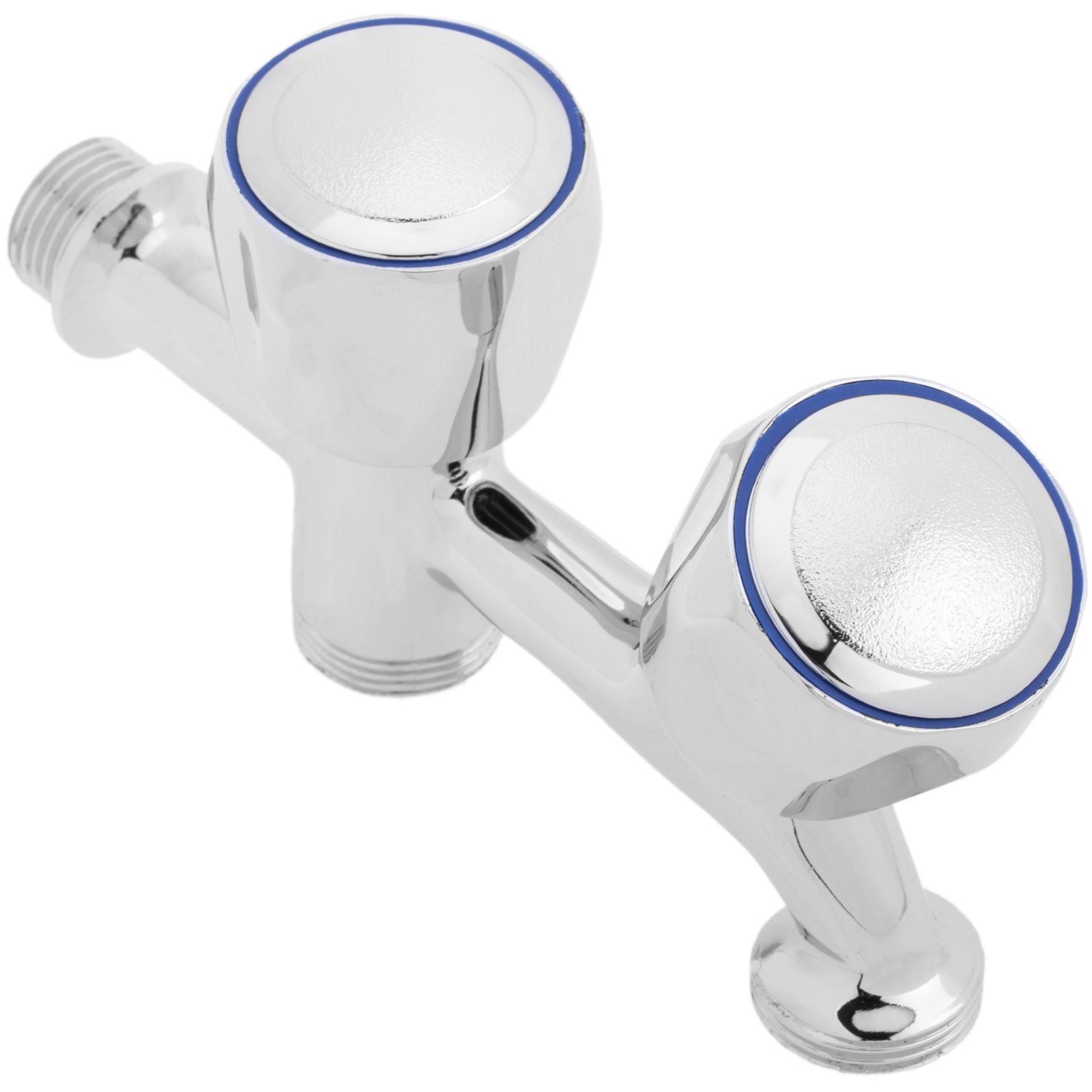 Grifo cromado con dos salidas de 1 2