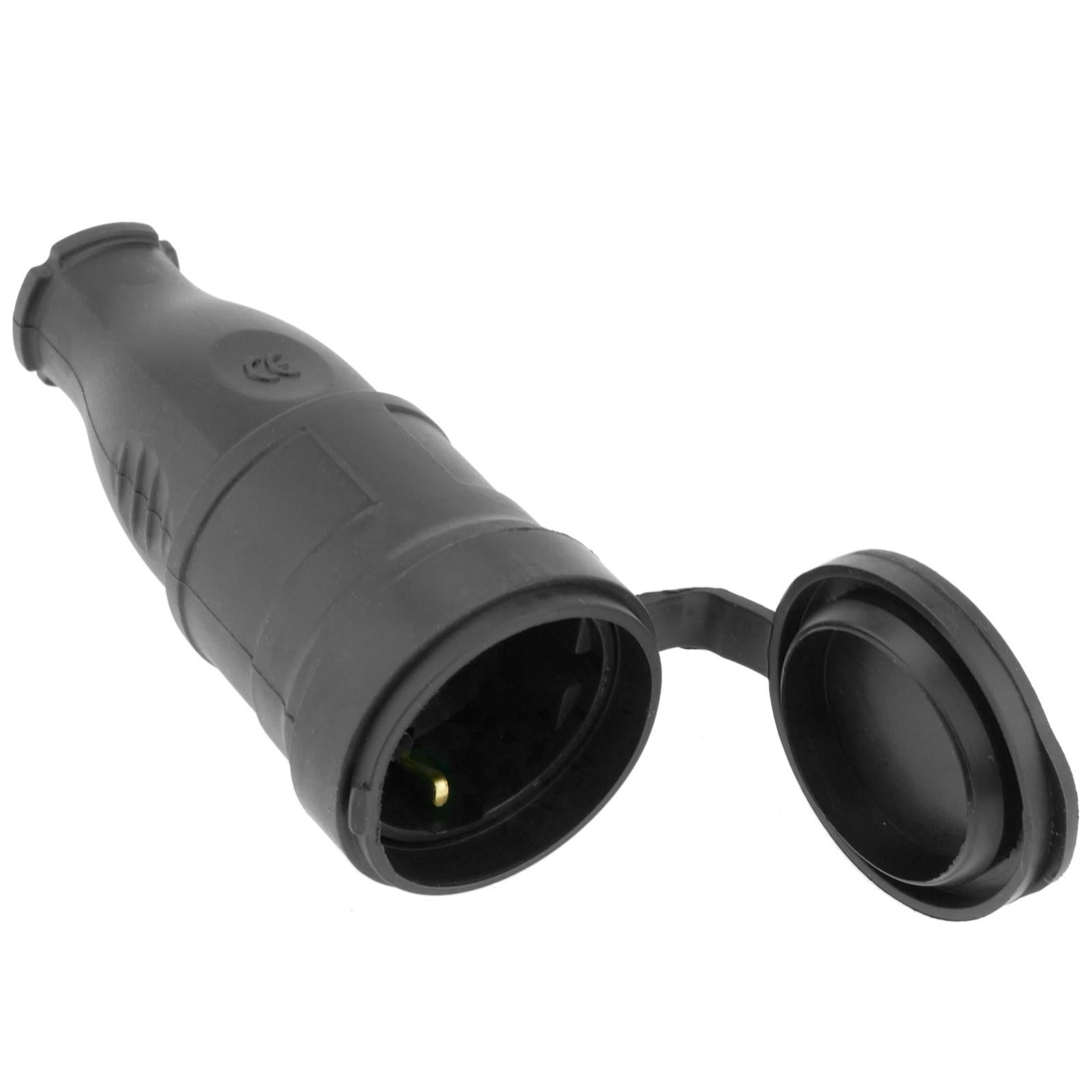2 Spine Shuko 16A IP44 Nero - Spina Maschio Con Protezione Per Esterno - Foto 5