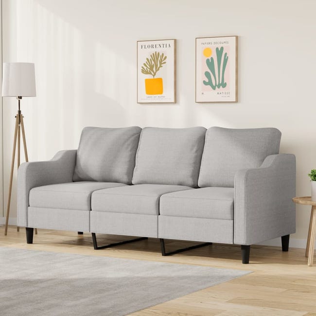 Sofá de 3 plazas de tela gris claro 180 cm | Leroy Merlin