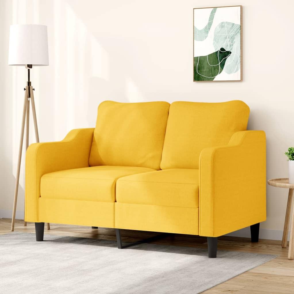 Poggiapiedi In Tessuto Giallo Chiaro VidaXL 60x50x41 Cm - Per Divano, Comodo E Moderno, Telaio In Compensato