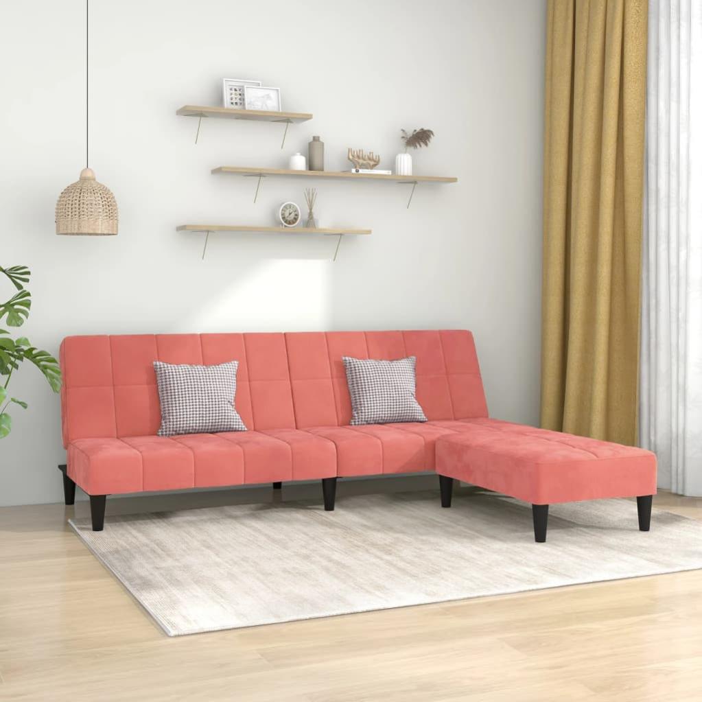 VidaXL Divano Letto Per Bambini 2 Posti - Rosa Peluche, Morbido E Sfoderabile