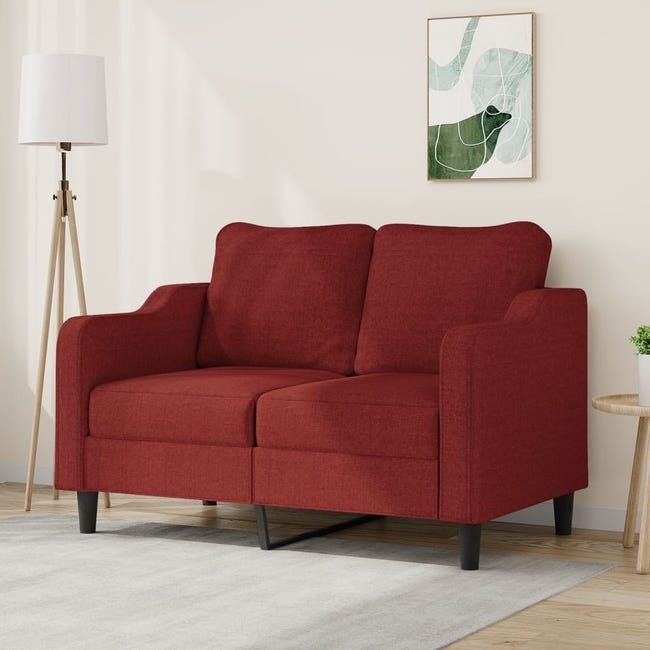Sofá de 2 plazas de tela rojo tinto 120 cm | Leroy Merlin