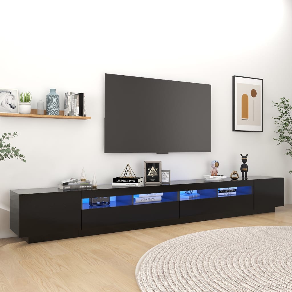 vidaXL Meuble TV avec lumières LED Noir 200x35x40 cm