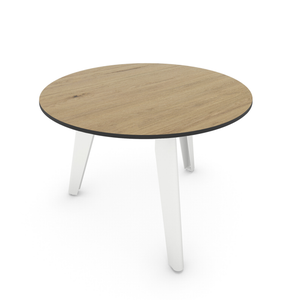Table basse ronde avec plateaux pivotants et rangement blanc et bois clair  chêne D80 cm ICON - Miliboo