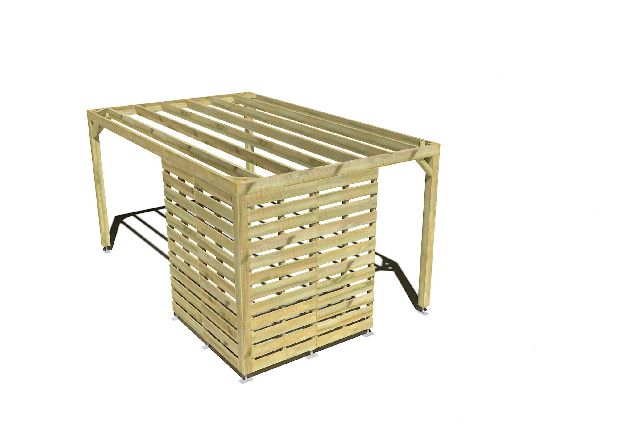 Pergola Bois Cubique Ind pendante 3m X 5m 4 Claustras Bois pergola-bois-cubique-ind-pendante-3m-x-5m-4-claustras-bois