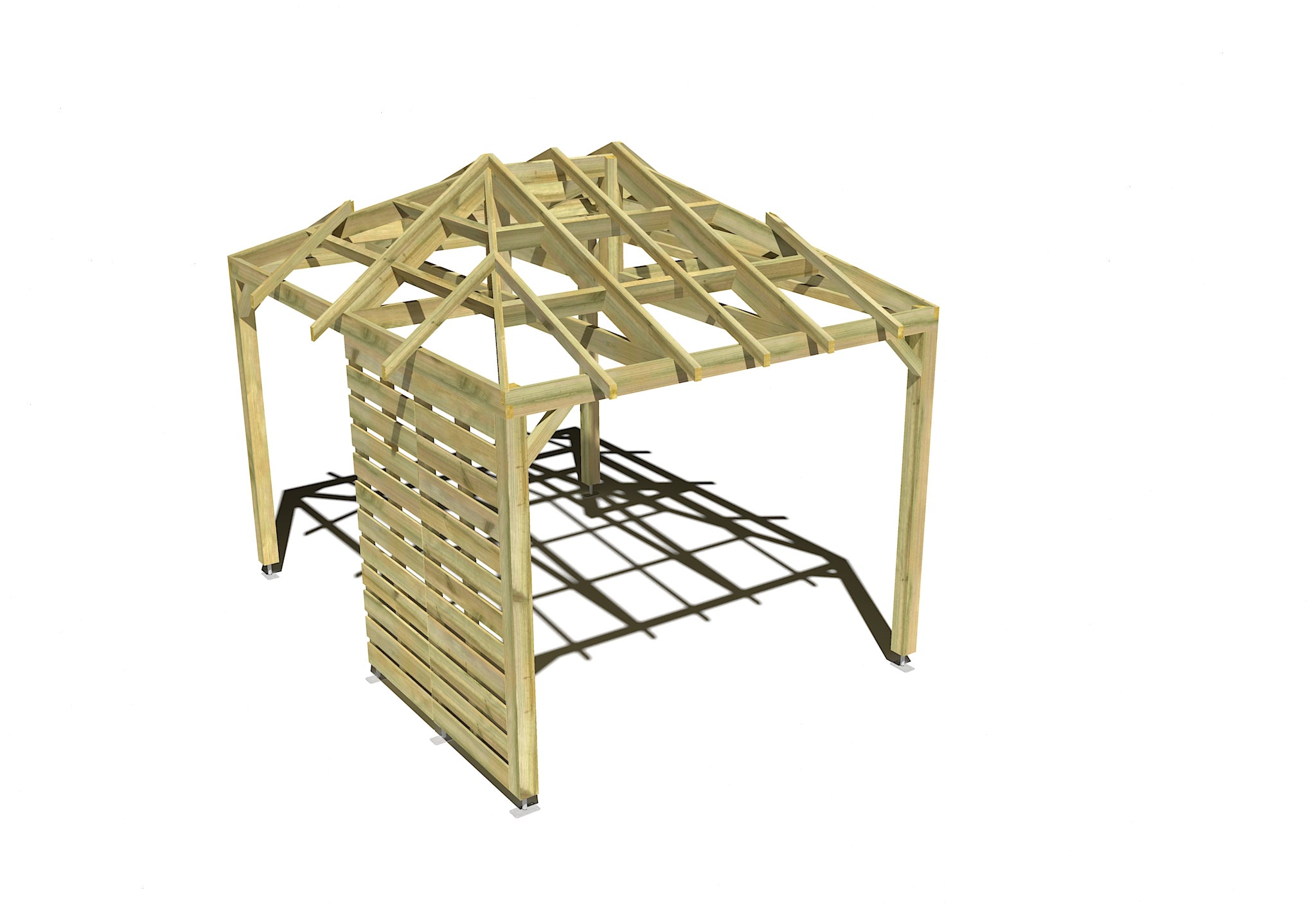 Pergola Bois 4 Pents Indépendante • 3m X 4m • Option Chevrons Bois • 2 ...