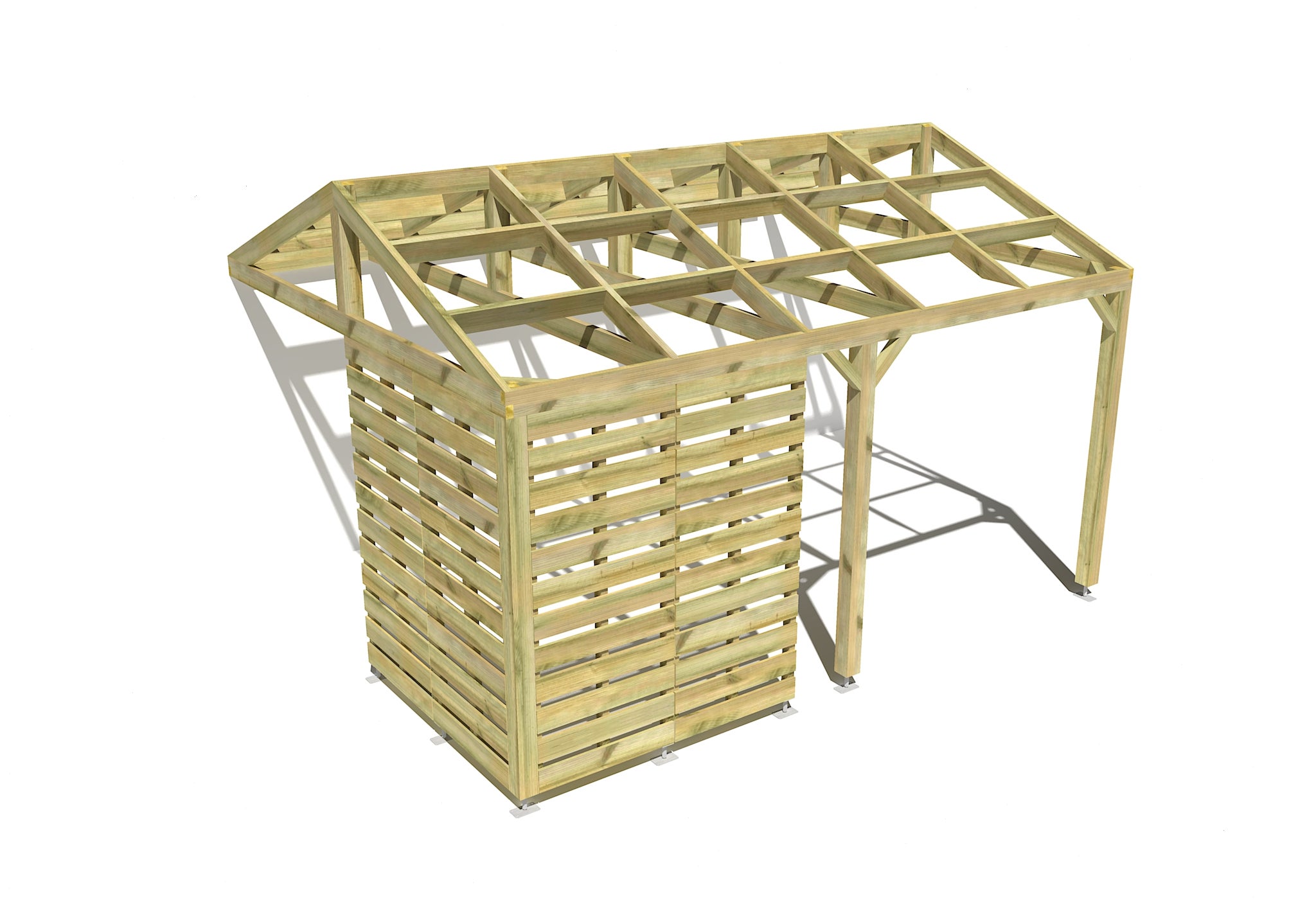 Pergola Bois 2 Pents Adossée • 5m X 4m • 4 Claustras Bois • Livraison ...