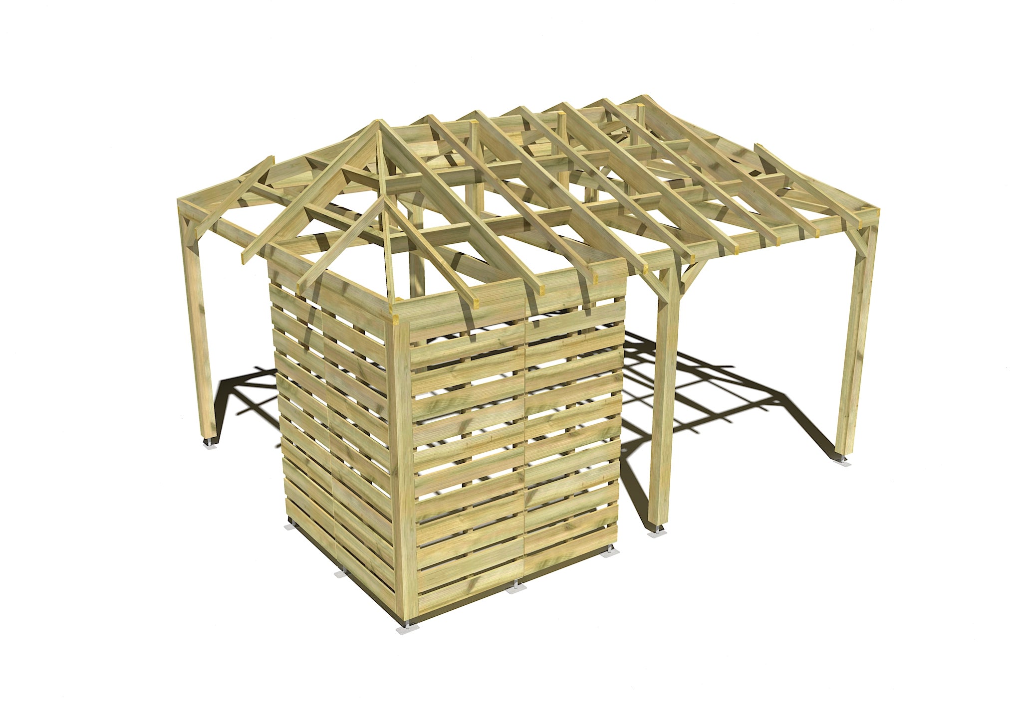 Pergola Bois 4 Pents Indépendante • 5m X 4m • Option Chevrons Bois • 4 ...