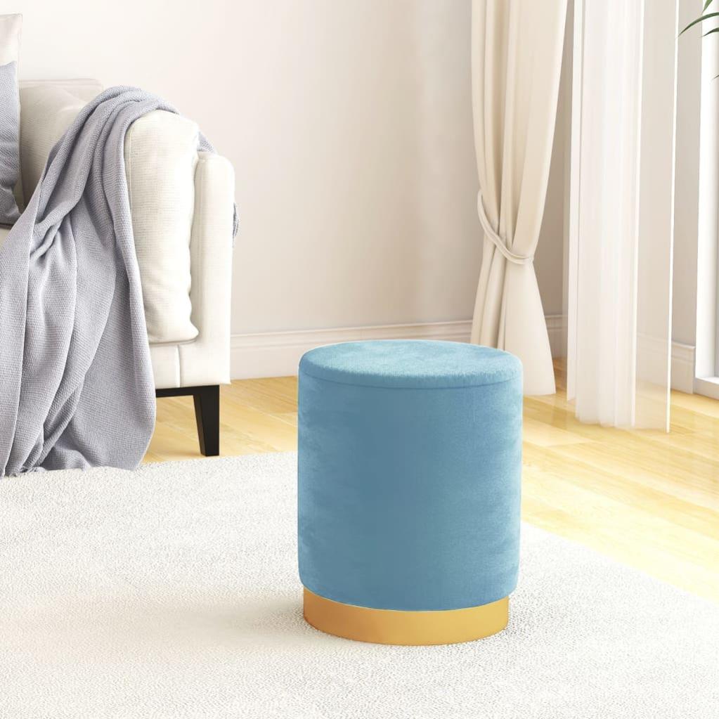 VidaXL Pouf Rotondo In Velluto Senape | 40x20 Cm | Imbottito Con Fibra Riciclata - 2