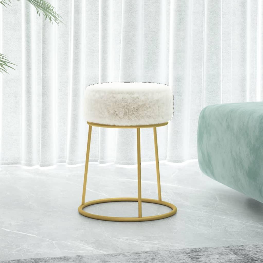 tectake® Pouf Contenitore, Sgabello Imbottito con Rivestimento Bouclé, Pouf Stile Scandinavo per Camera da Letto e Salotto, Soggiorno - Crema/Bianco, 67 x 42 cm