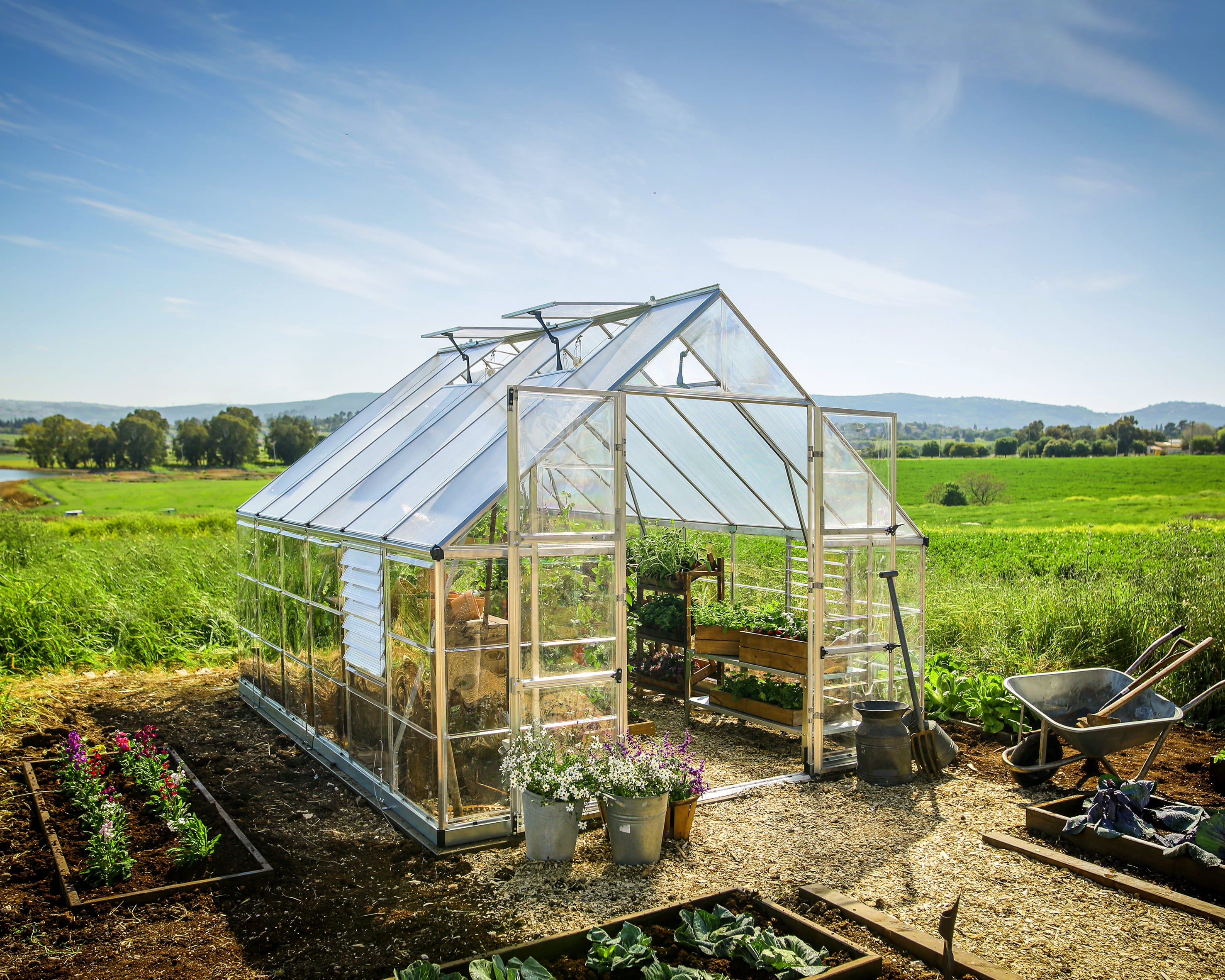 Serre de jardin en aluminium et polycarbonate Balance – Gris - Canopia