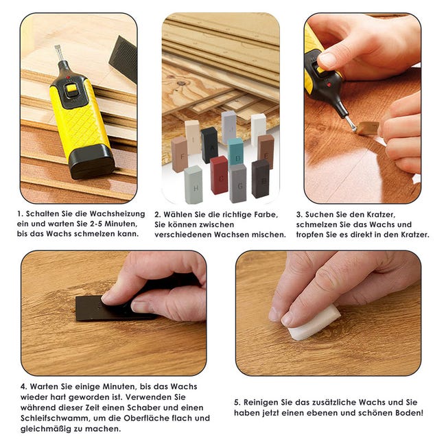 HURRISE Kit de réparation de carrelage Ensemble de bloc de cire de stylo de  chauffage électrique de réparation de tuile outils de - Cdiscount Jardin