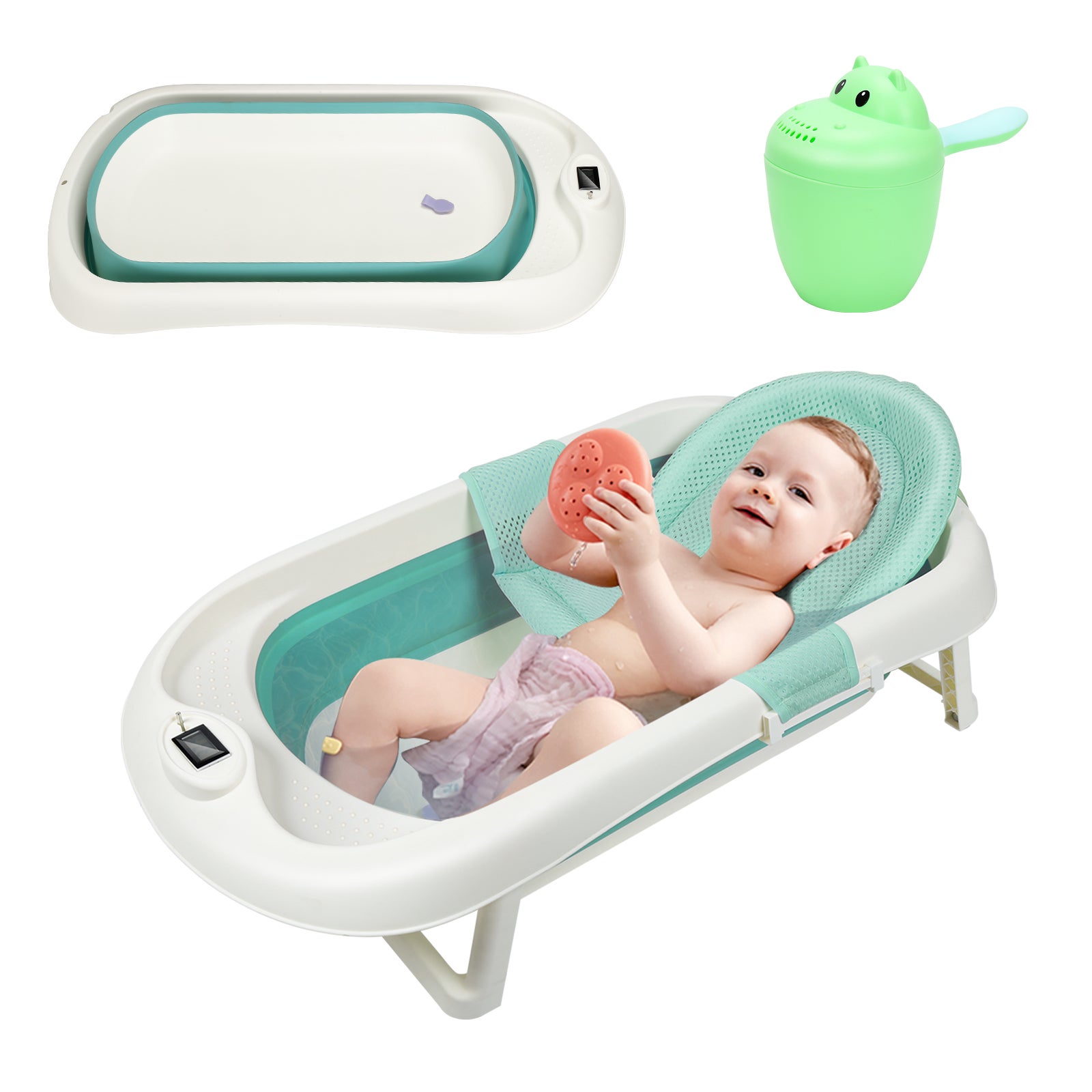 Baignoire Pliable pour Bébé, Bain de Pieds Antidérapant, Portable