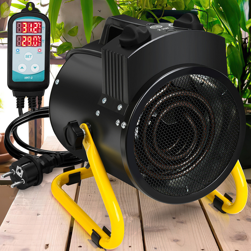 Chauffage de serre Chauffage électrique 2000W Chauffage de maison de jardin avec régulateur de