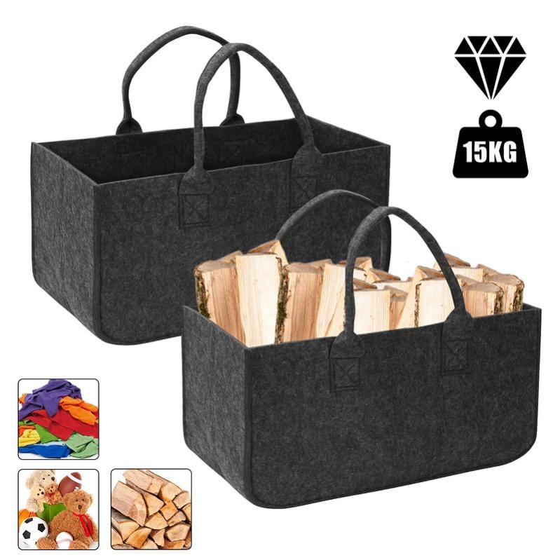 Lot de 2 sacs en panier bois de chauffage sac provisions porte