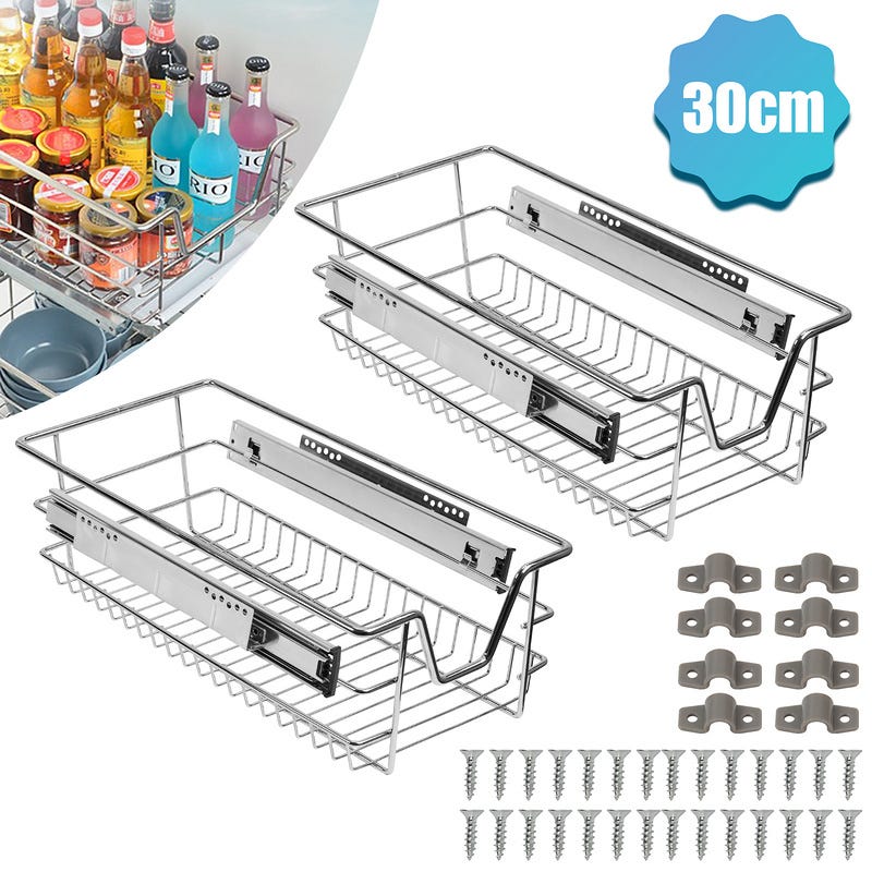 2x 40cm tiroir de cuisine placard coulissant tiroir télescopique cuisine  étagère panier coulissant