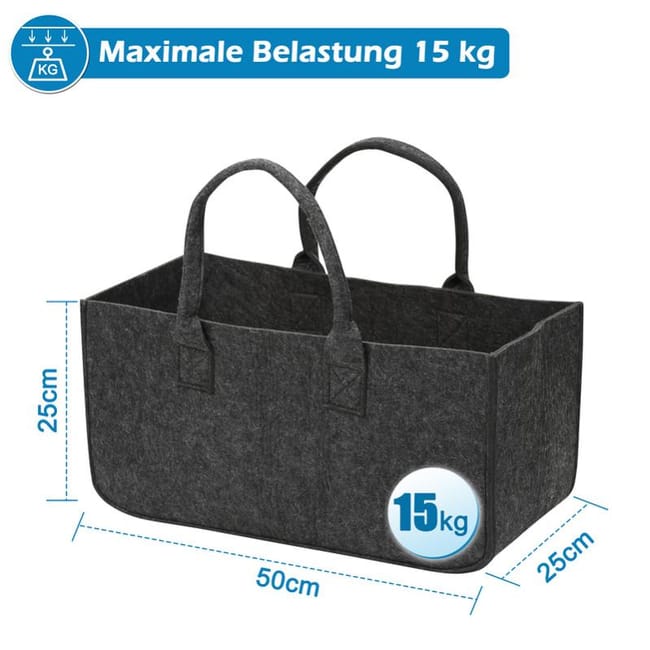 Lot de 2 sacs en panier bois de chauffage sac provisions porte