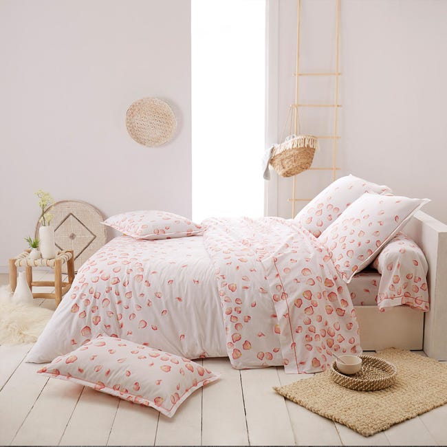 Housse de couette 260x240 cm satin de coton PETALES blanc | Leroy Merlin