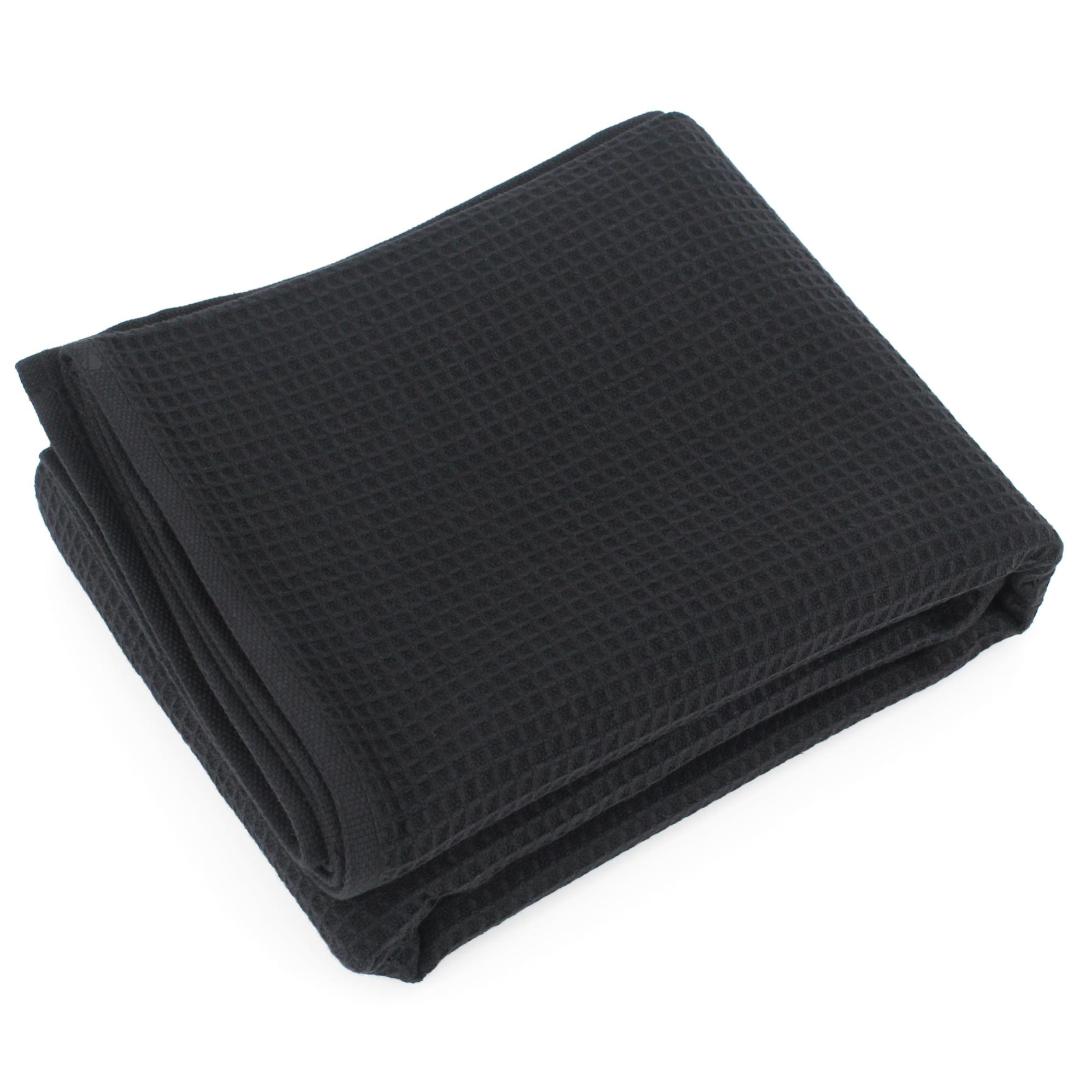 Drap de douche 70x140 cm nid d'abeille PURE WAFFLE 300 g/m² noir
