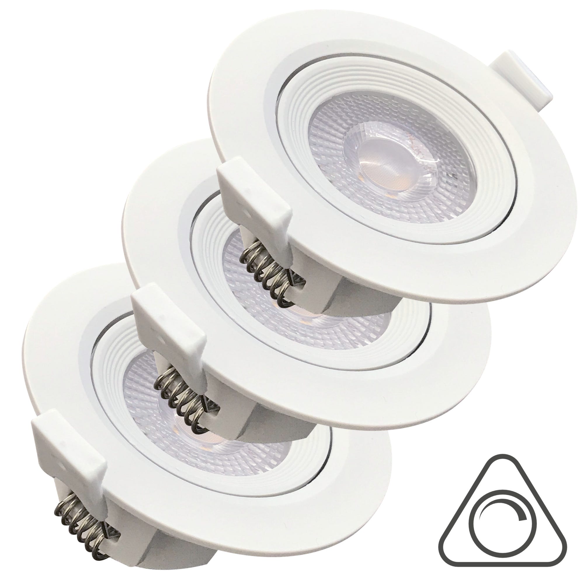 Foco LED empotrable giratorio 5W 300lm 2700K cálido regulable - Blanco -  Pack 3