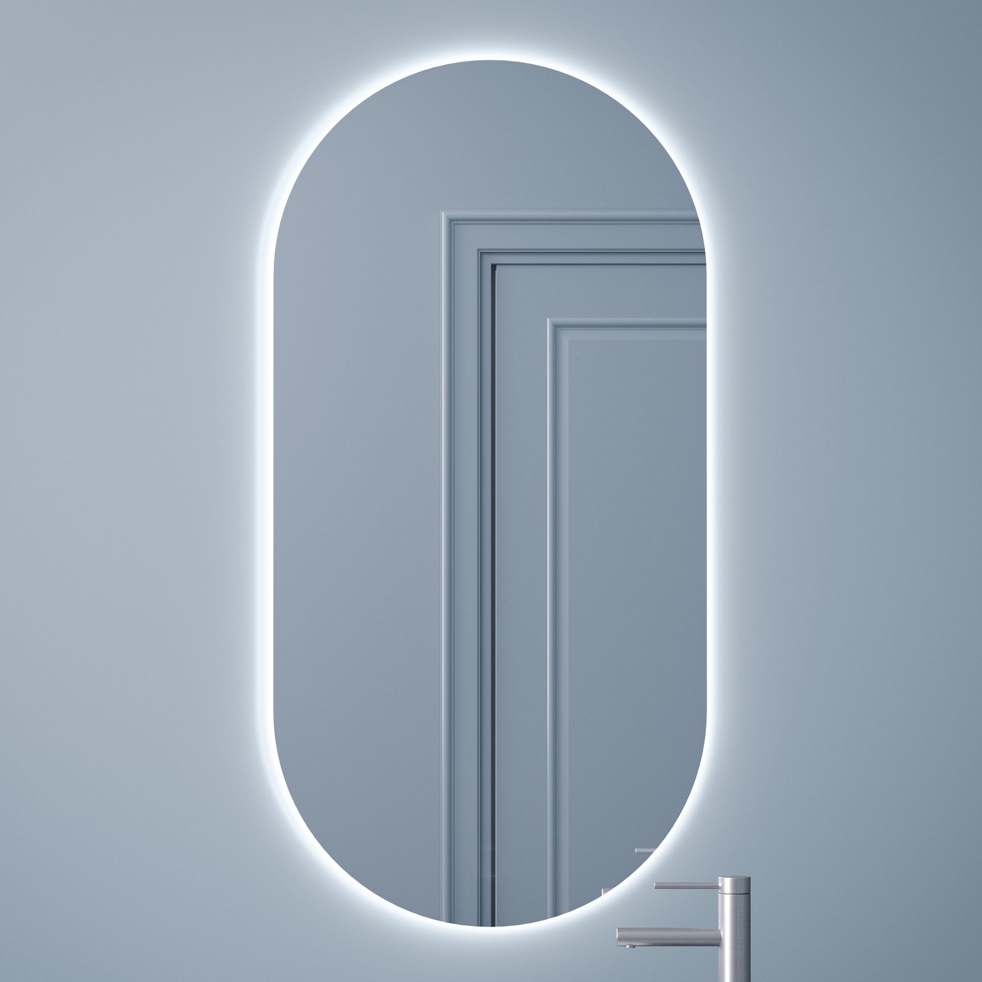 Miroir 80x60 cm lumineux Oval, avec éclairage LED