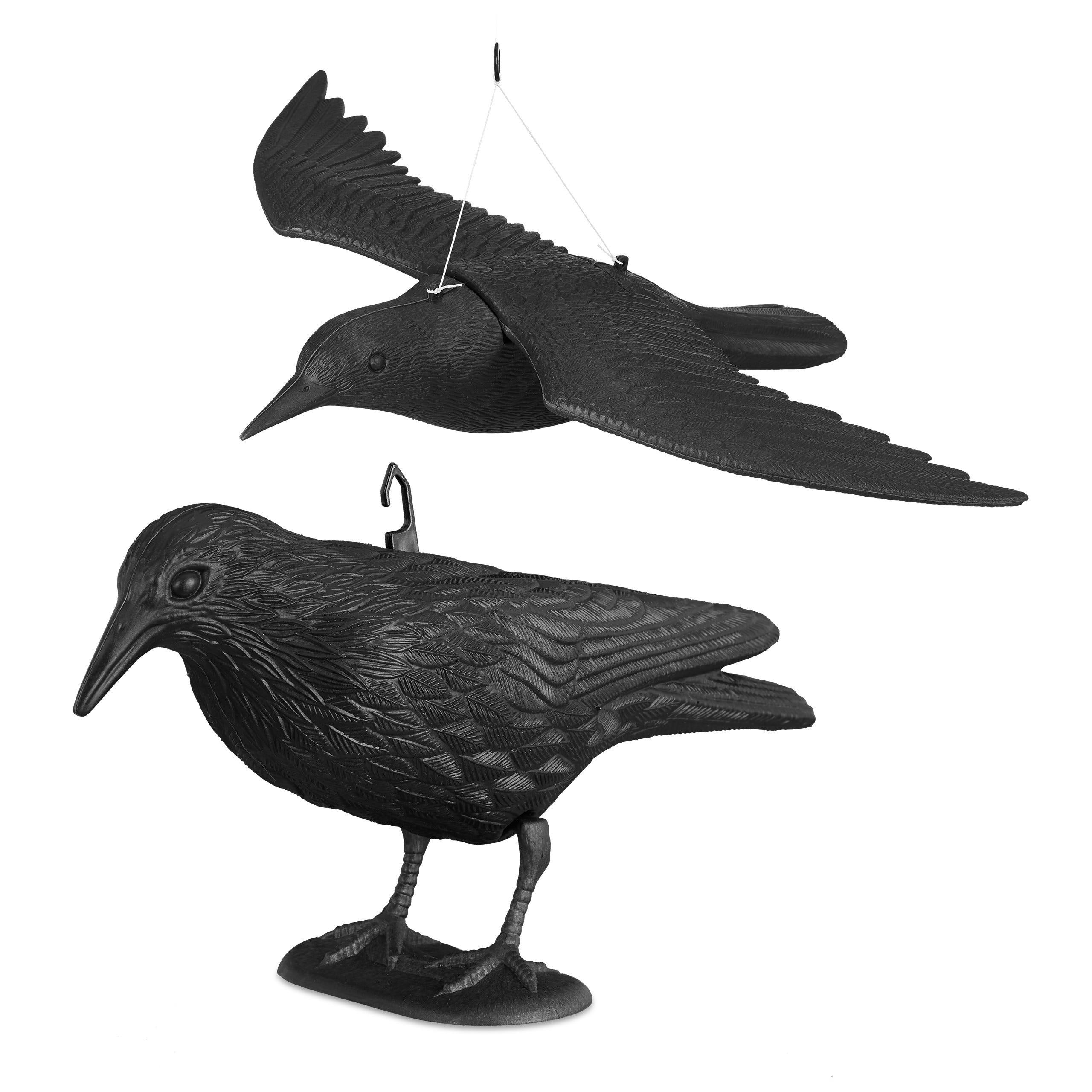 Corbeau de jardin anti-pigeon, lot de 2, décoration épouvantail oiseaux  pigeon alarmistes jardin figure noir