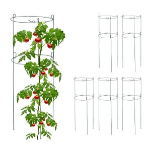Relaxdays Tuteur à tomates en lot de 2, pour plantes grimpantes, en métal,  non fixe, H x D : 174 x 42 cm, noir