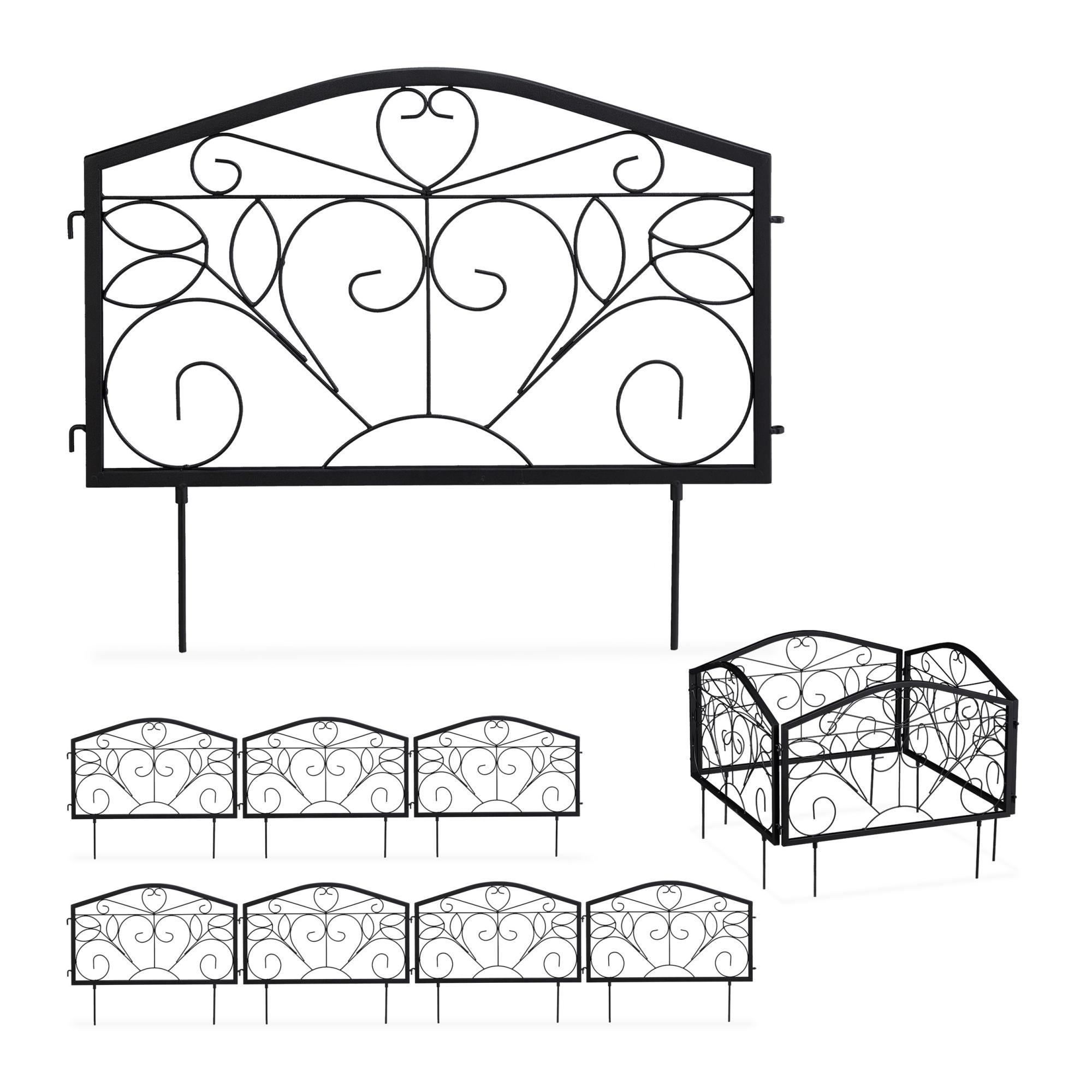 Recinzione Per Aiuole Relaxdays - Set 6 Pannelli Ferro Vintage, Nero, 40x54.5cm - Foto 11