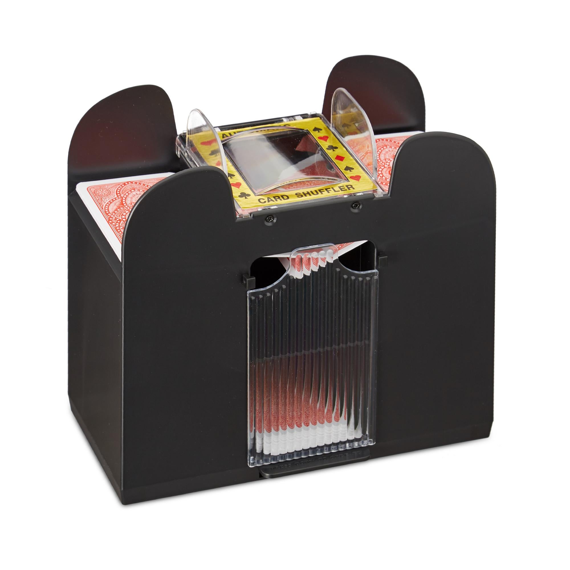 Relaxdays Mélangeur de cartes, 2 jeux, avec manivelle, mélangeur manuel  pour cartes à jouer au format 9 x 6,5 cm, plastique, noir : : Jeux  et Jouets
