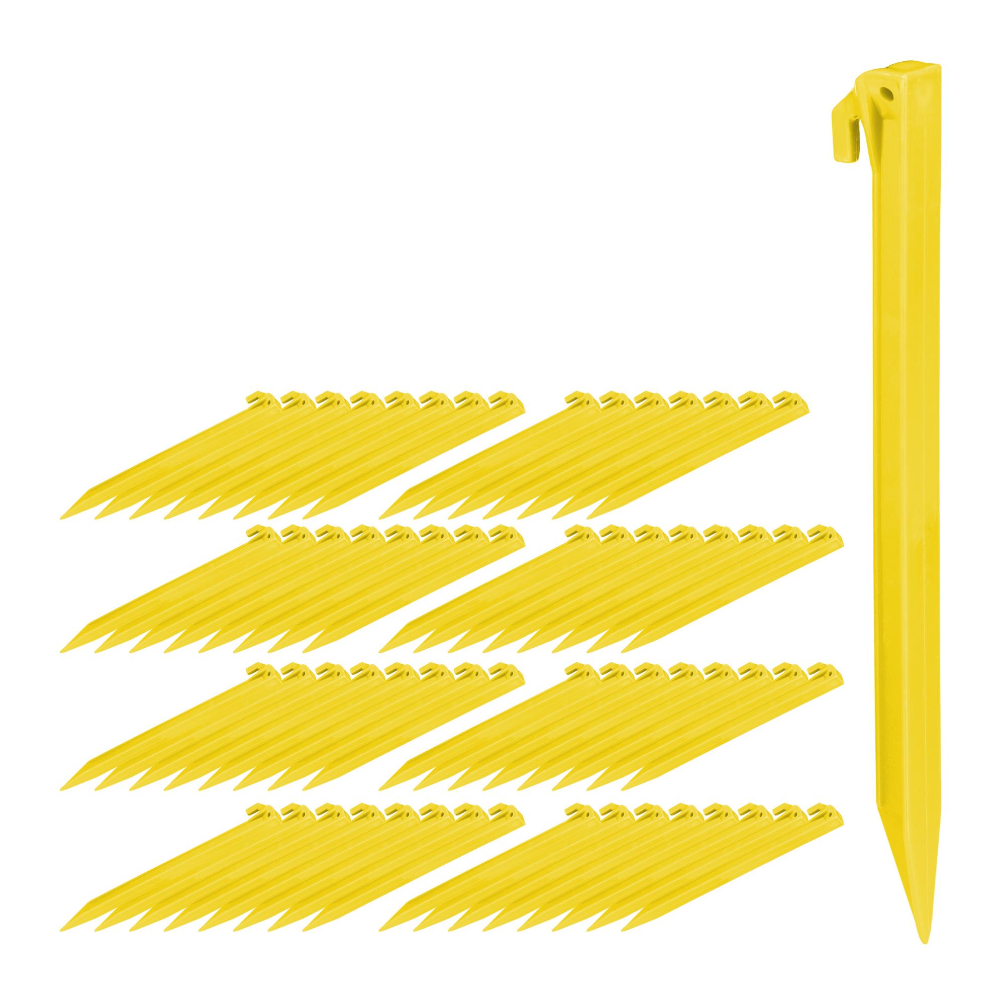 30 Picchetti Da Campeggio In Plastica ABS, 14,5 Cm – Pioli Leggeri E Robusti Per Tenda, Teli E Giardino – Colore Giallo Fluorescente - 3