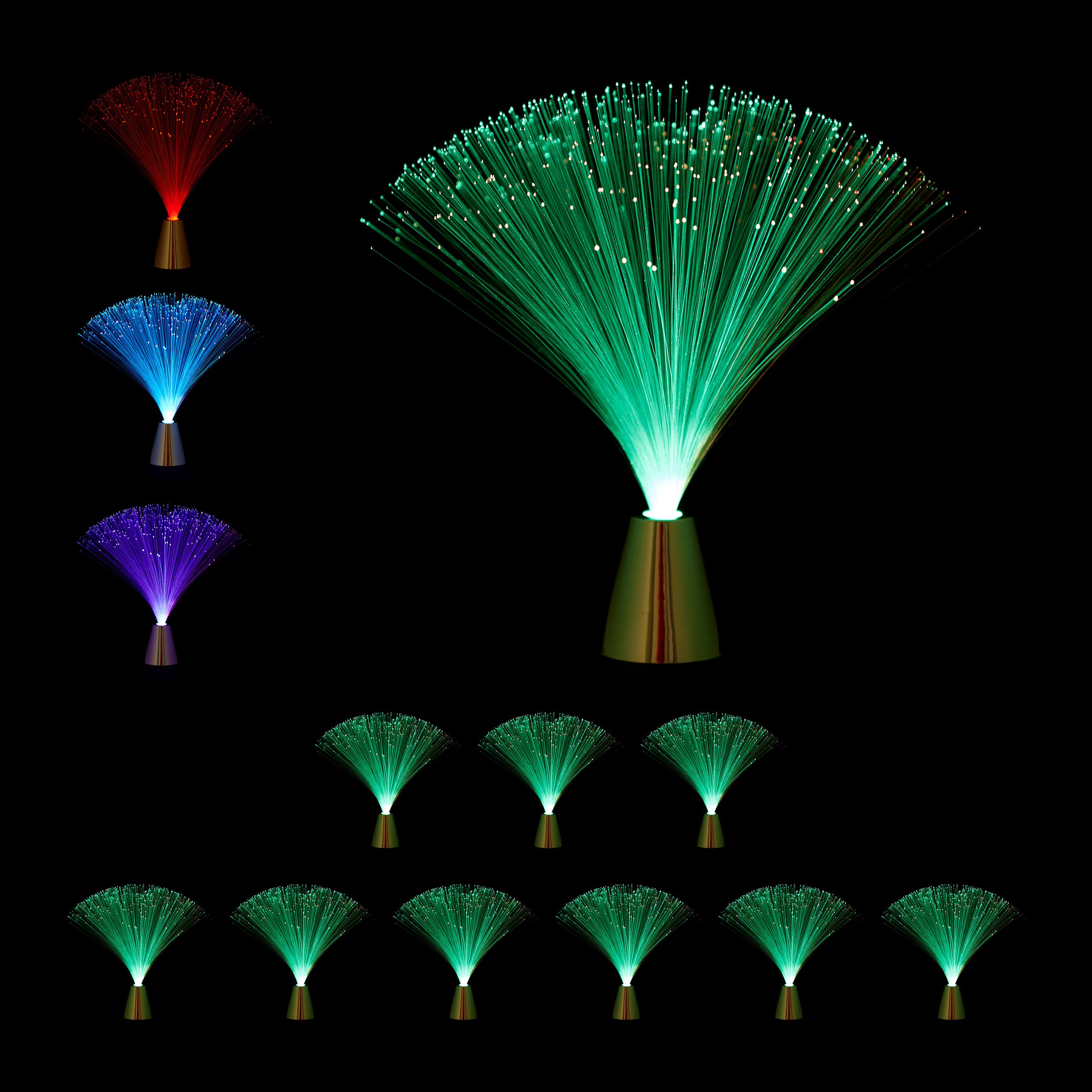 10x Lampada a Fili in Fibra Ottica, Cambia Colore, LED dal Design Retrò,  Effetti Luci Multicolore, 33 cm, colorata