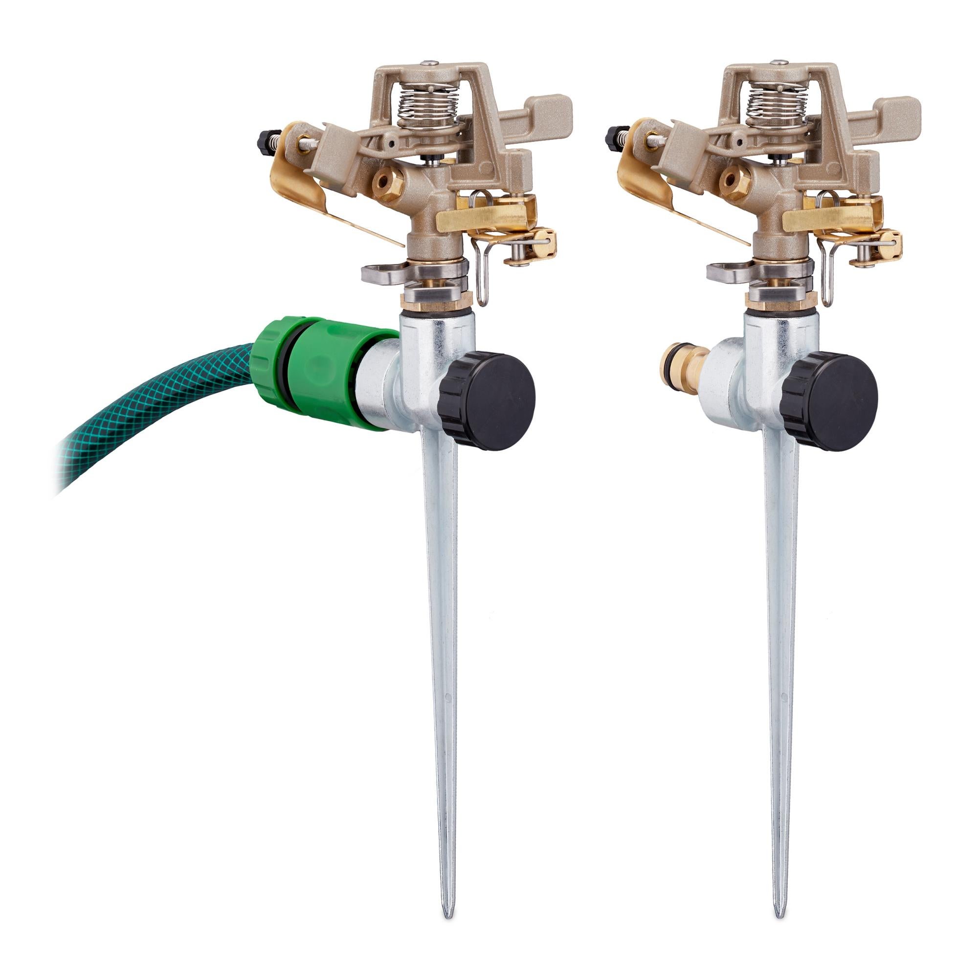 Relaxdays Irrigatore da Giardino con Picchetto, Spruzzatore Rotante, 2