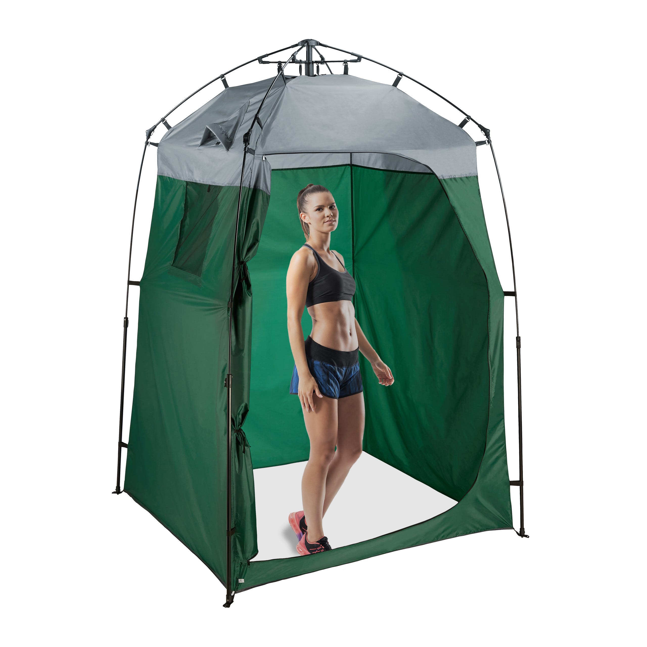 Relaxdays tente de douche camping, XXL, cabine d'essayage pour camping &  jardin, 275 x 156,5 x 154 cm, vert foncé/gris