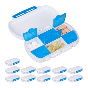 Relaxdays Pilulier Set de 30, boîte médicaments, 6 compartiments, rangement  comprimés, plastique, voyage