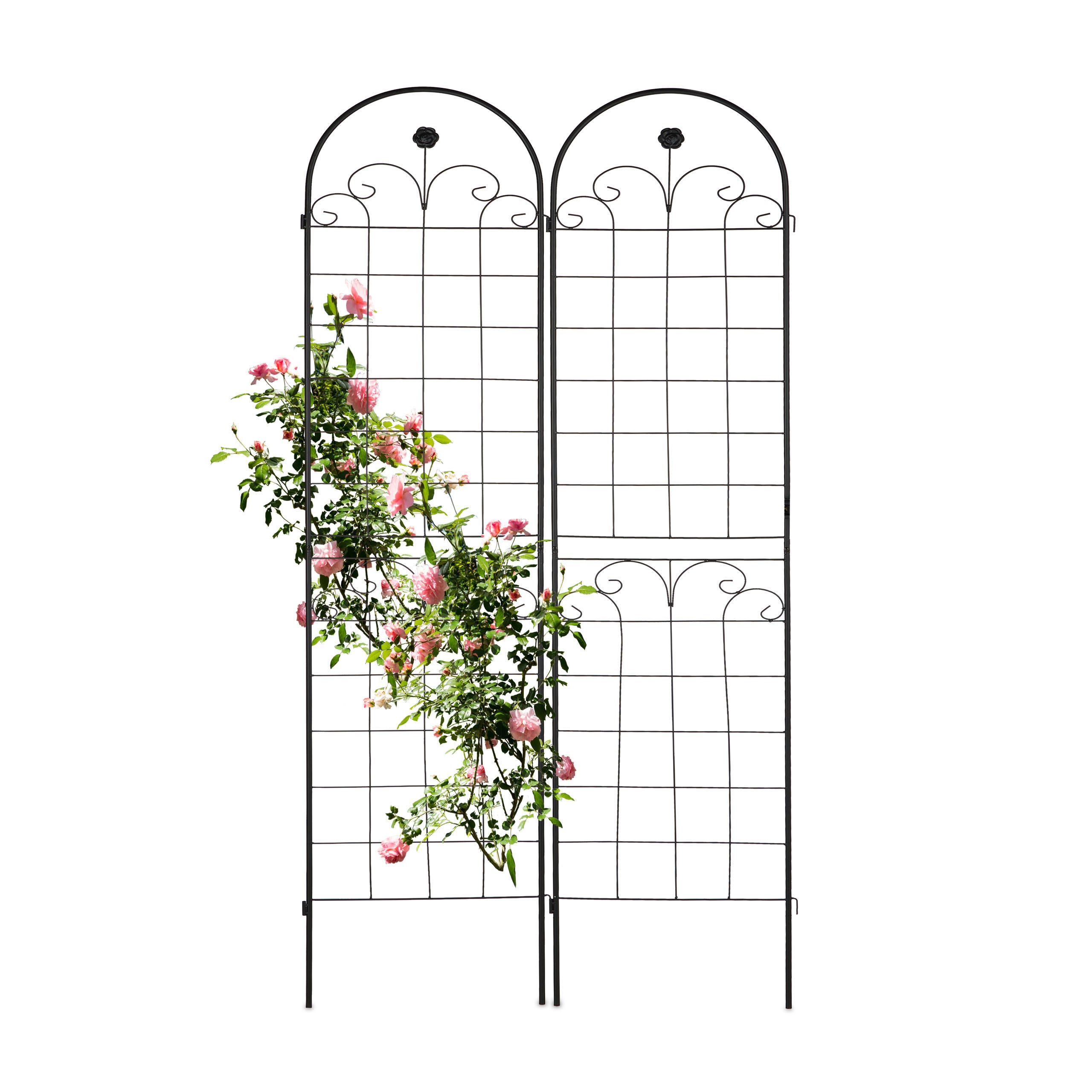 Relaxdays Treillis jardin fer set de 2 clôture plante grimpante grille  fleurs arceau rosier 180 x 50 cm A, vert foncé