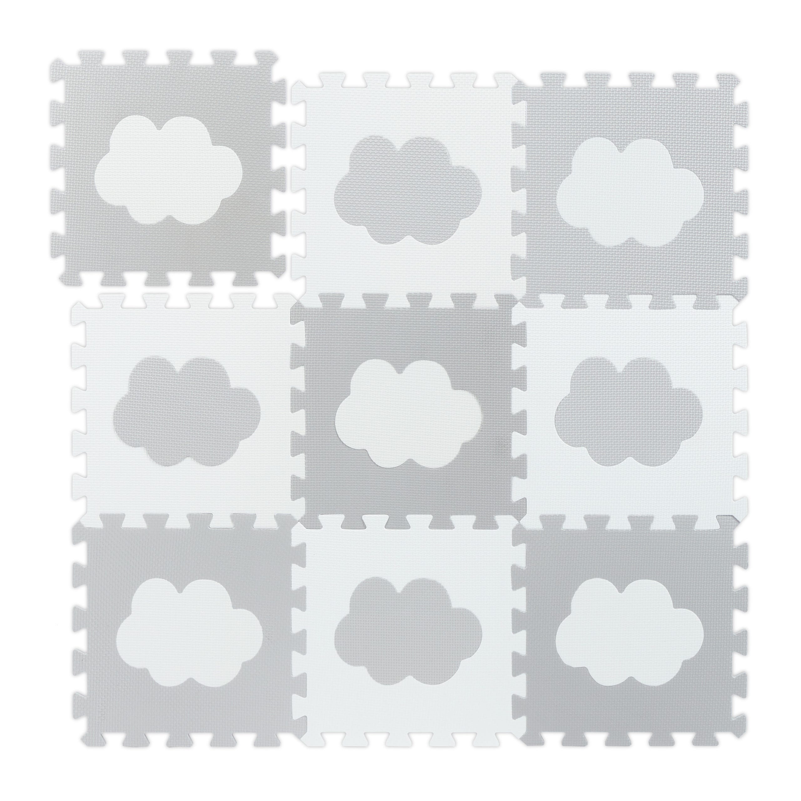 Relaxdays Tapis de sol puzzle bébé éveil, motif nuage, 18 pièces