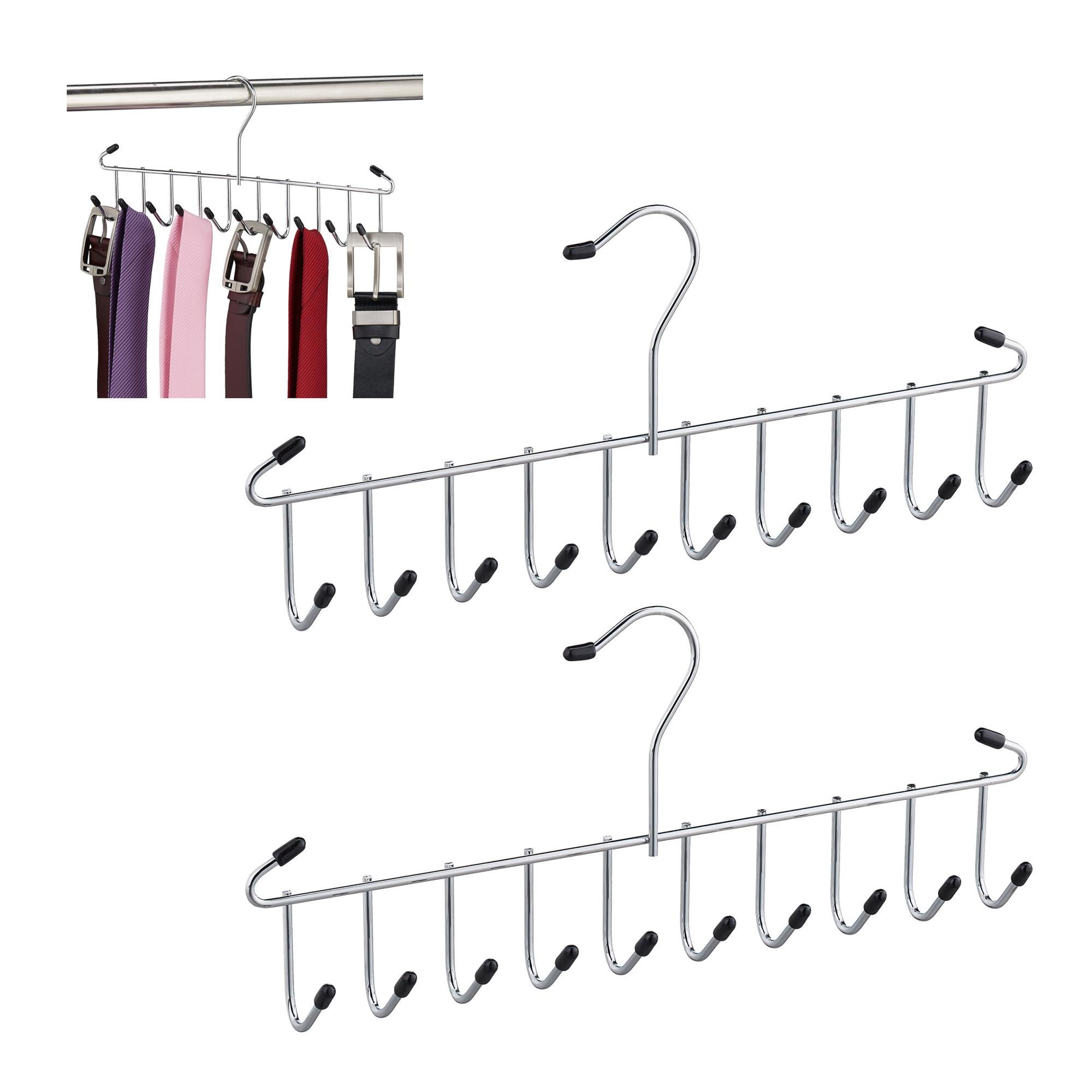 Porte-Ceintures En Bois Avec 8 Crochets Rotatifs - Gain De Place Cravates, Écharpes, Ceintures