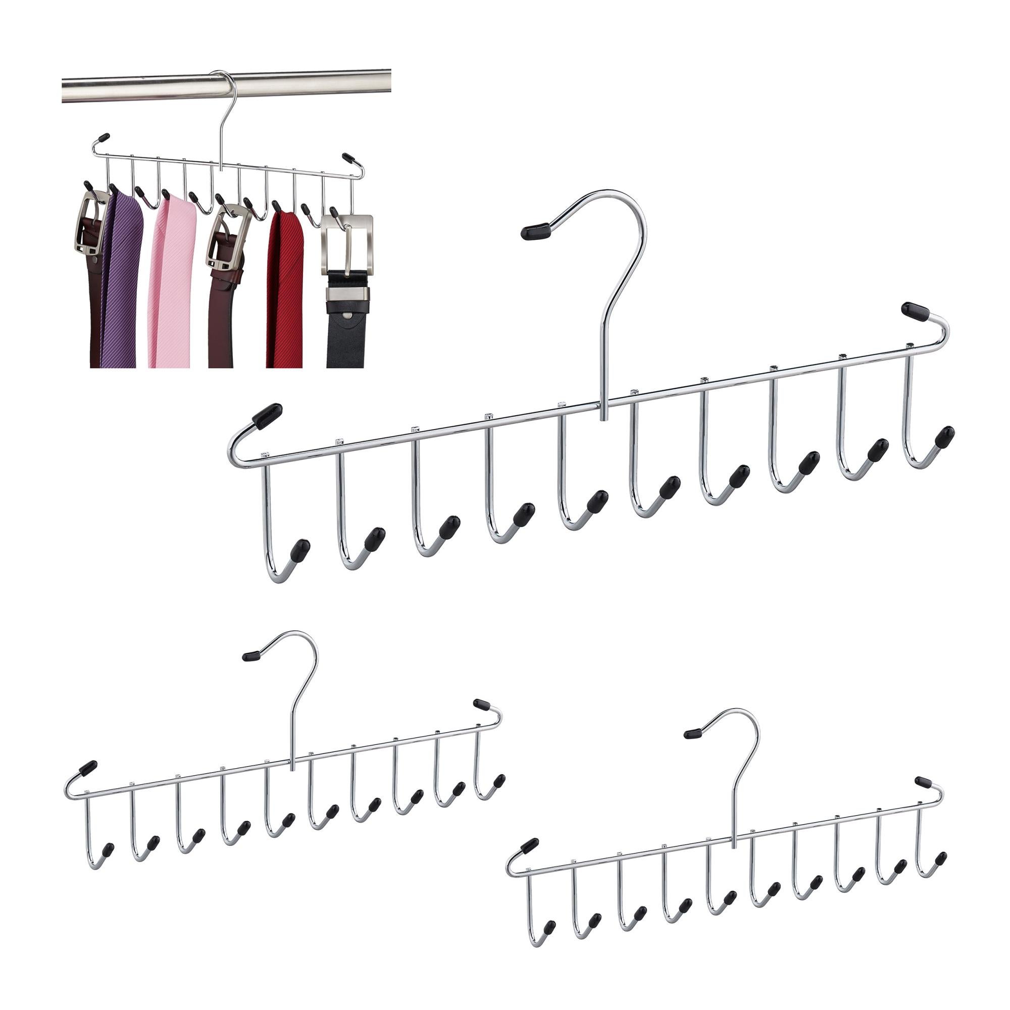 Relaxdays Set 3 Grucce Multiple Con 6 Ganci – Organizer Salvaspazio In Metallo Nero Per Borse, Cravatte E Sciarpe