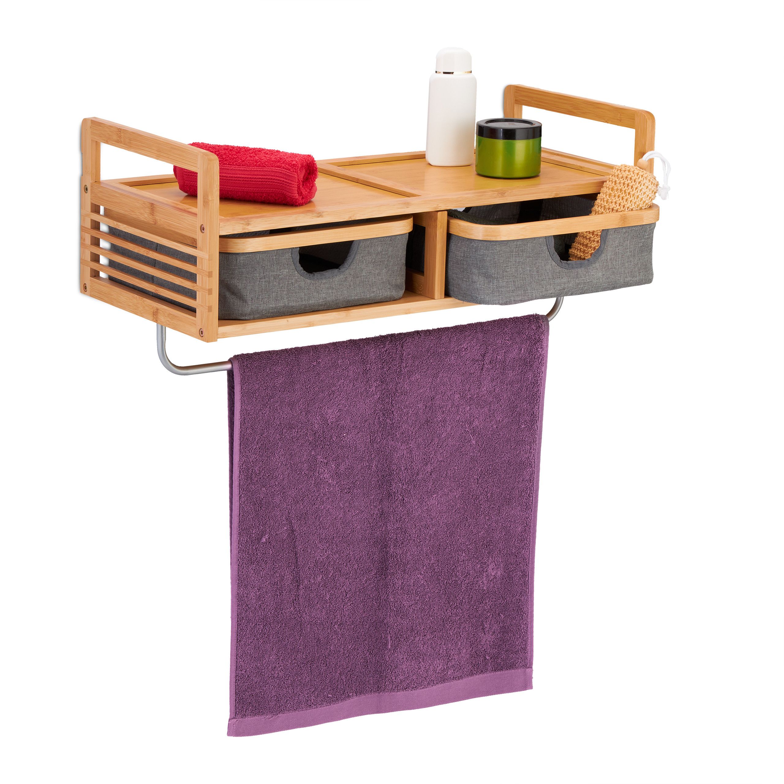 Relaxdays Etag re Murale Avec Porte serviette 2 Bo tes Mural Surface relaxdays-etag-re-murale-avec-porte-serviette-2-bo-tes-mural-surface