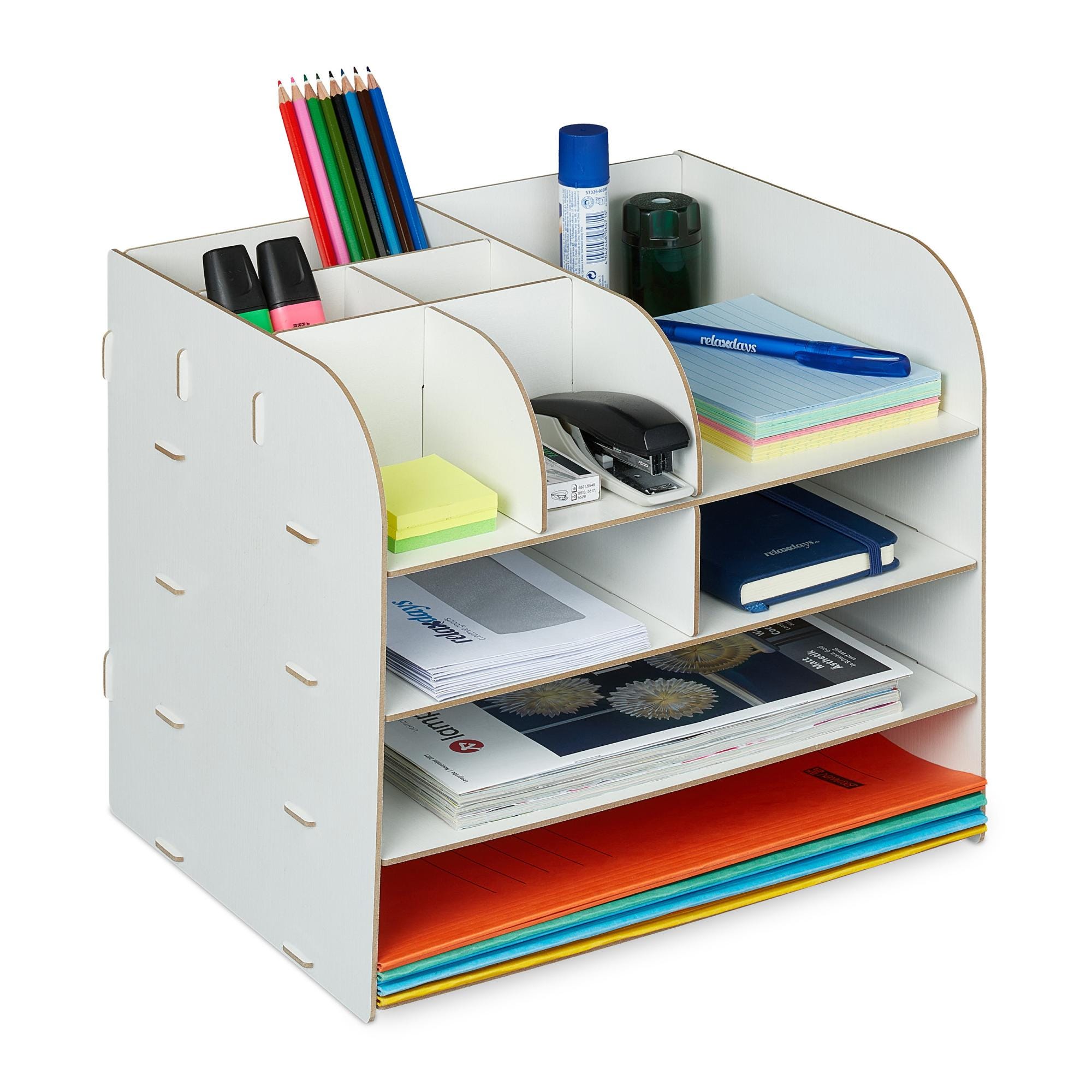 Relaxdays Organizer da Scrivania Porta Documenti, 2 Cassetti, 5 Scomparti, in Bambù HLP: 29x37x25 cm, Colore Naturale Relaxdays Organizer da Scrivania Porta Documenti, 2 Cassetti, 5 Scomparti, in Bambù HLP: 29x37x25 cm, Colore Naturale