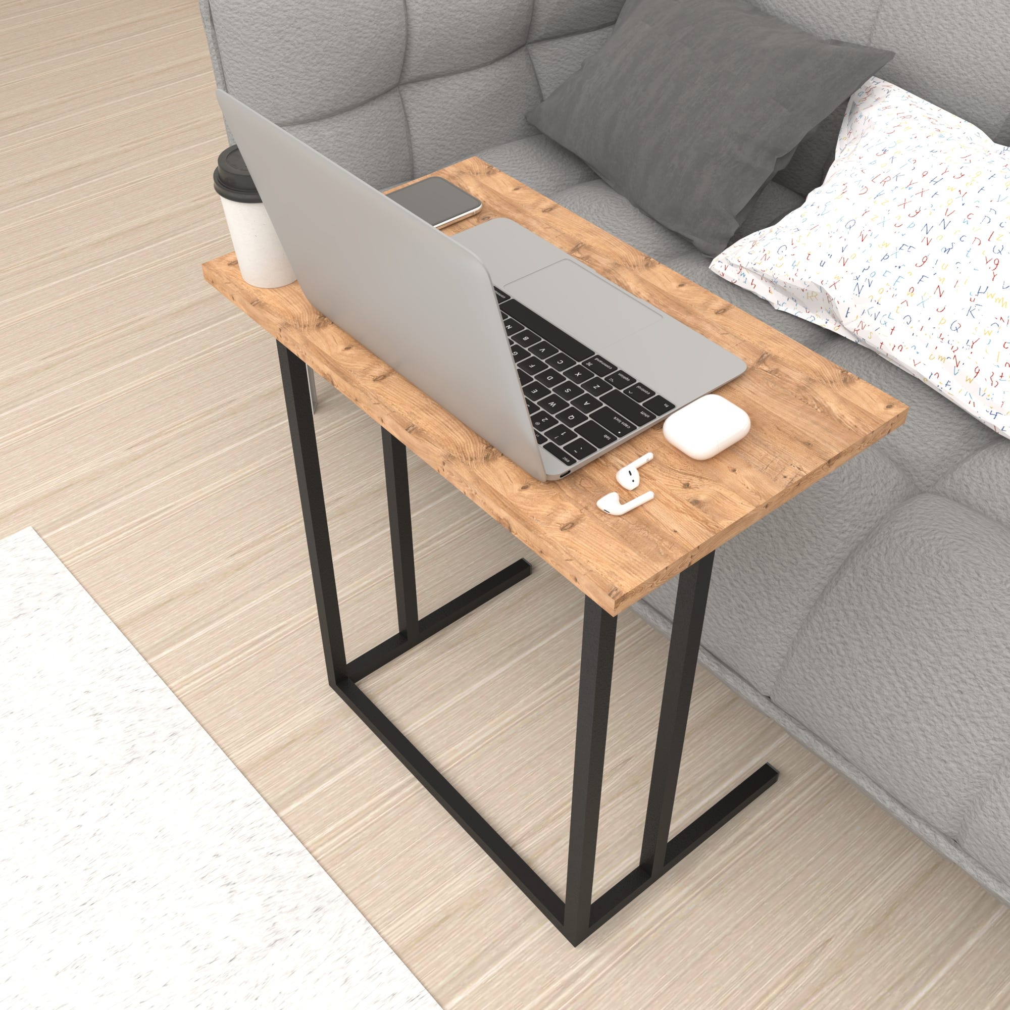 Tavolino da salotto per PC, tavolino laterale per divano, tavolino da divano  a 2 livelli con