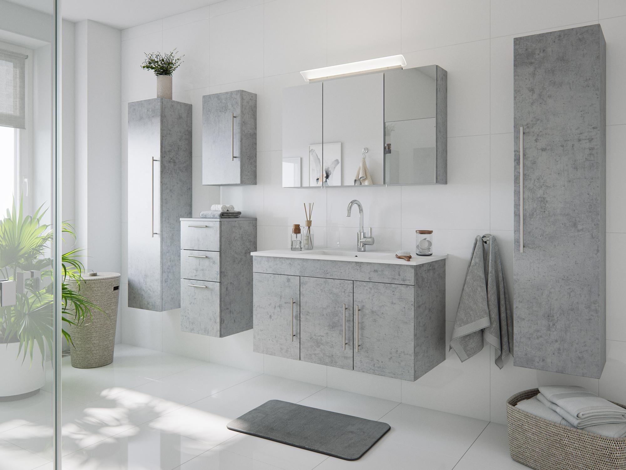 Ensemble de meuble de salle de bain VENEZIA 100 (6 Pièces) aspect béton