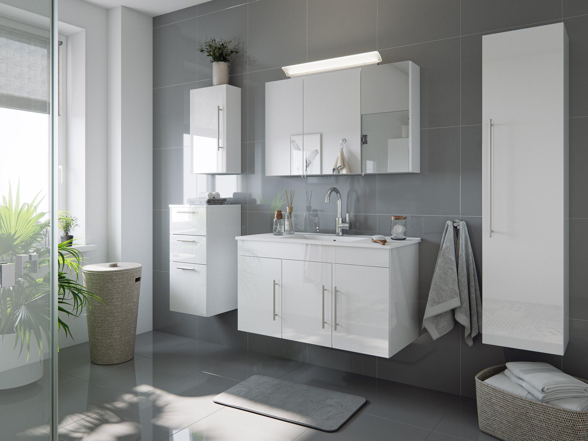 Ensemble de meuble de salle de bain VENEZIA 100 (5 Pièces) blanc